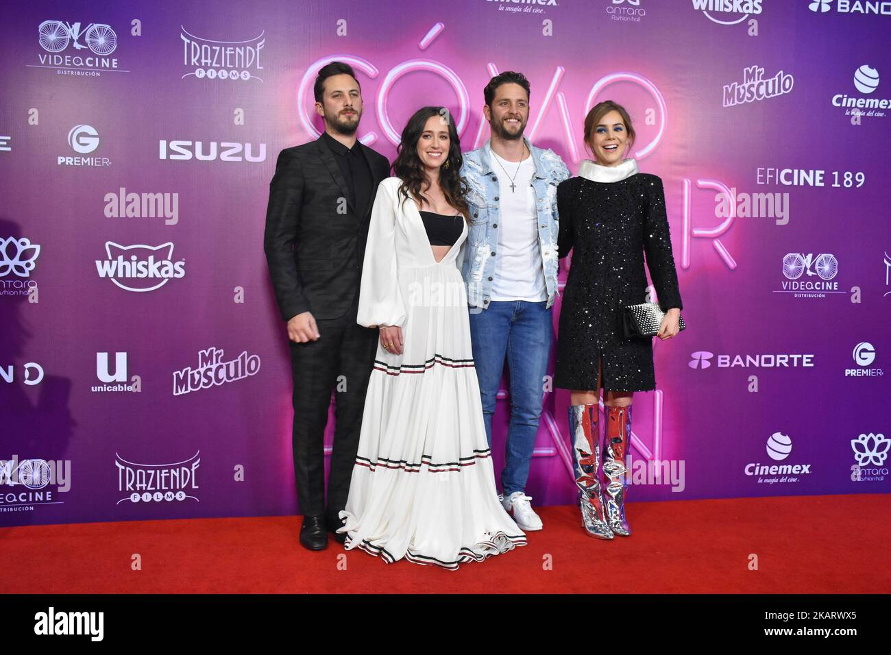 Sebastian Zurita, Mariana Trevino, Christopher von Uckermann, Camila Sodi sono presenti al tappeto rosso della prima del film 'Como cortar a tu Patan' il 10 ottobre 2017 a Città del Messico, Messico (Foto di Carlos Tischler/NurPhoto) Foto Stock