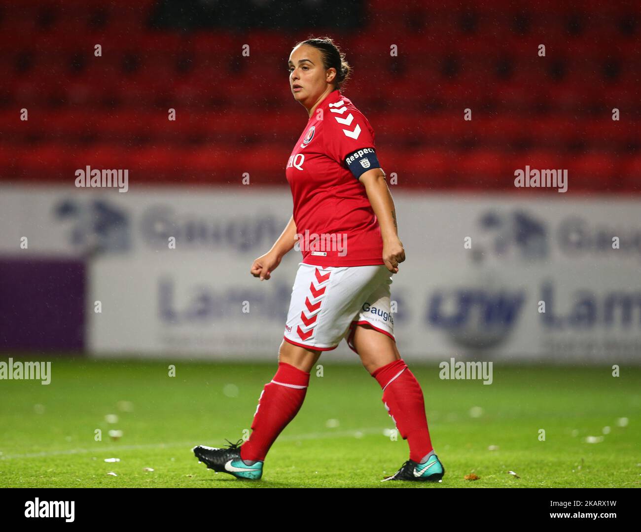 Kimberley Dixson of Charlton Athletic Womenduring fa Women's Premier League Southern Division match tra Charlton Athletic Women e West Ham United Ladies al Valley Stadium di Londra, Regno Unito il 11 ottobre 2017. (Foto di Kieran Galvin/NurPhoto) Foto Stock