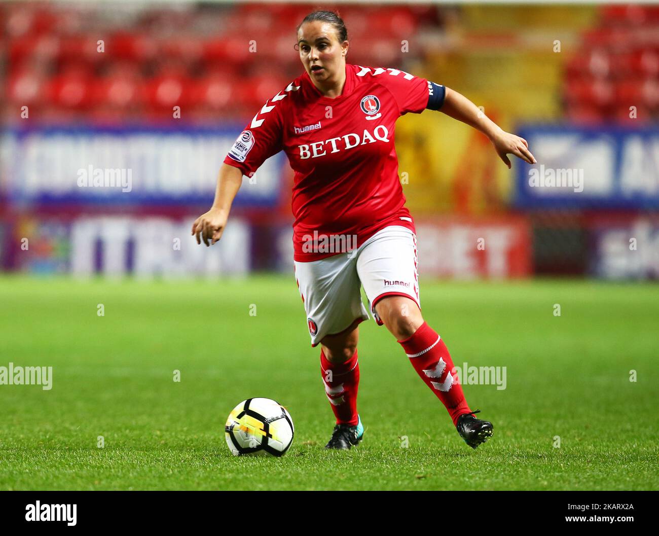 Kimberley Dixson of Charlton Athletic Womenduring fa Women's Premier League Southern Division match tra Charlton Athletic Women e West Ham United Ladies al Valley Stadium di Londra, Regno Unito il 11 ottobre 2017. (Foto di Kieran Galvin/NurPhoto) Foto Stock