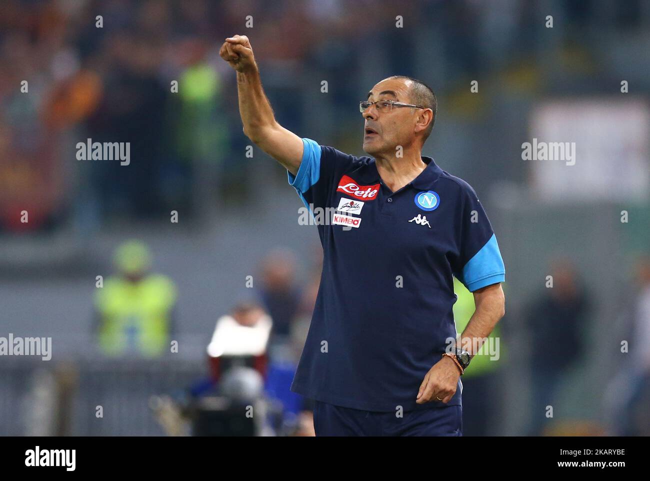 L'allenatore di Napoli Maurizio Sarri durante la Serie Italiana Una partita di calcio COME Roma vs Napoli allo Stadio Olimpico di Roma il 14 ottobre 2017. (Foto di Matteo Ciambelli/NurPhoto) Foto Stock