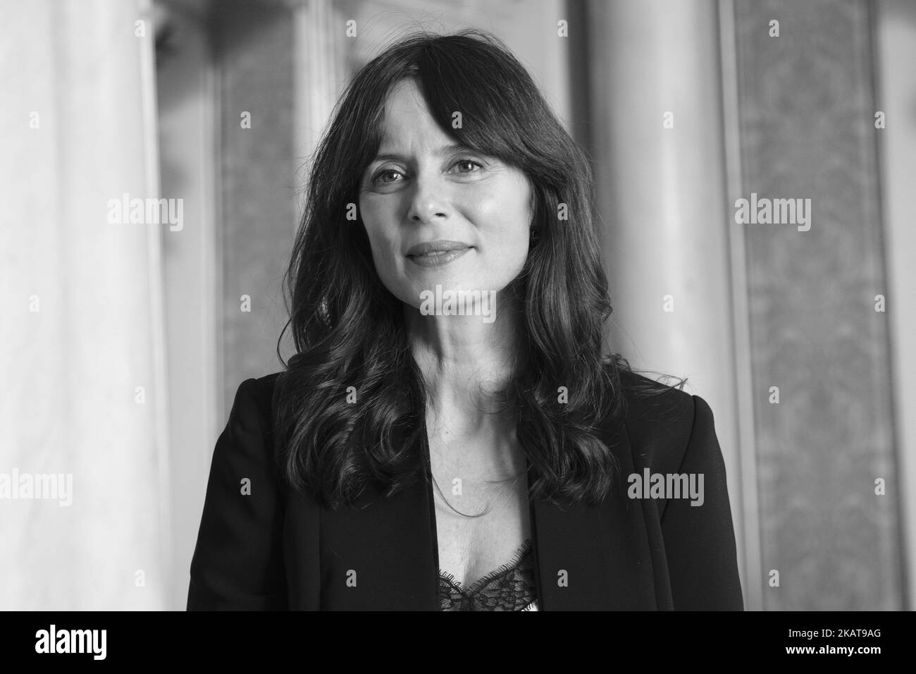 L'attrice Aitana Sanchez Gijon posa durante la presentazione di TROYANAS al Teatro EspaÃ±ol de Madrid. Spagna. 7 novembre 2017 (Foto di Oscar Gonzalez/NurPhoto) Foto Stock