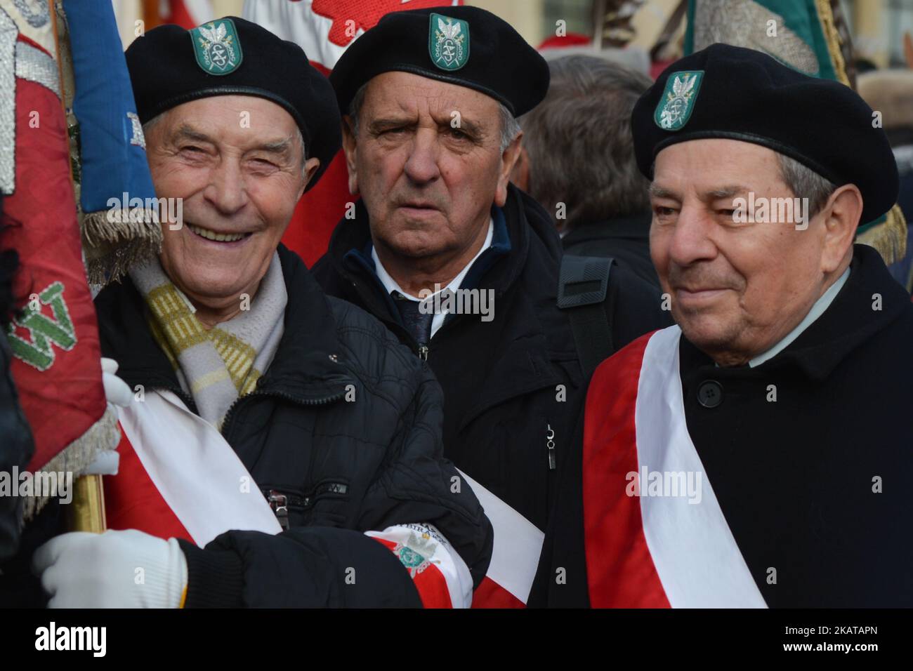 Le celebrazioni di Cracovia del 11th novembre - Giornata dell'Indipendenza Polacca e il 99th° anniversario del ripristino della sovranità della Polonia come seconda Repubblica Polacca nel 1918. Il 11 novembre 2017 nel Castello di Wawl, Cracovia, Polonia. (Foto di Artur Widak/NurPhoto) Foto Stock