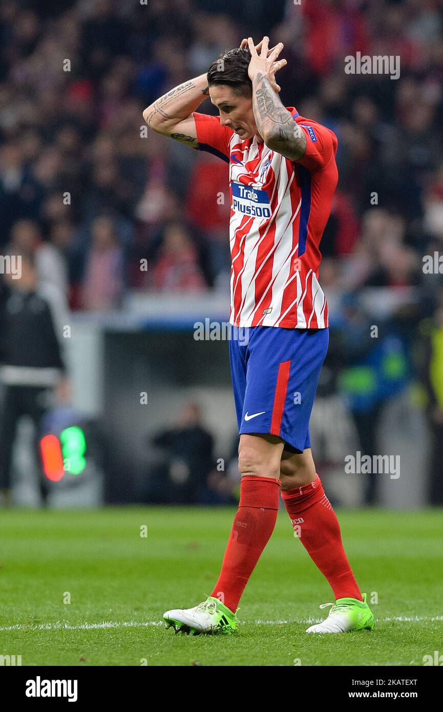 Fernando Torres di Atletico de Madrid reagisce durante la partita di UEFA Champions League di gruppo C tra Atletico Madrid e ROMA a Estadio Wanda Metropolitano il 22 novembre 2017 a Madrid, Spagna (Foto di Mateo Villalba/NurPhoto) Foto Stock