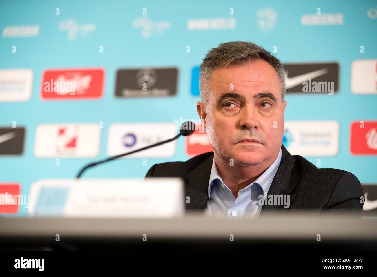 Tomaz Kavcic durante la presentazione del nuovo allenatore del calcio sloveno Una nazionale il 04 dicembre 2017 a Brdo principessa Kranju, Slovenia. Foto: (Foto di Damjan Zibert/NurPhoto) Foto Stock