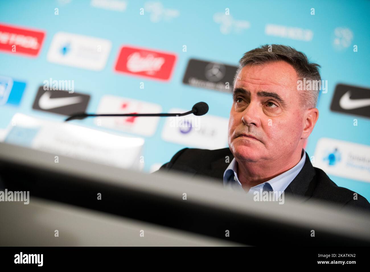 Tomaz Kavcic durante la presentazione del nuovo allenatore del calcio sloveno Una nazionale il 04 dicembre 2017 a Brdo principessa Kranju, Slovenia. Foto: (Foto di Damjan Zibert/NurPhoto) Foto Stock