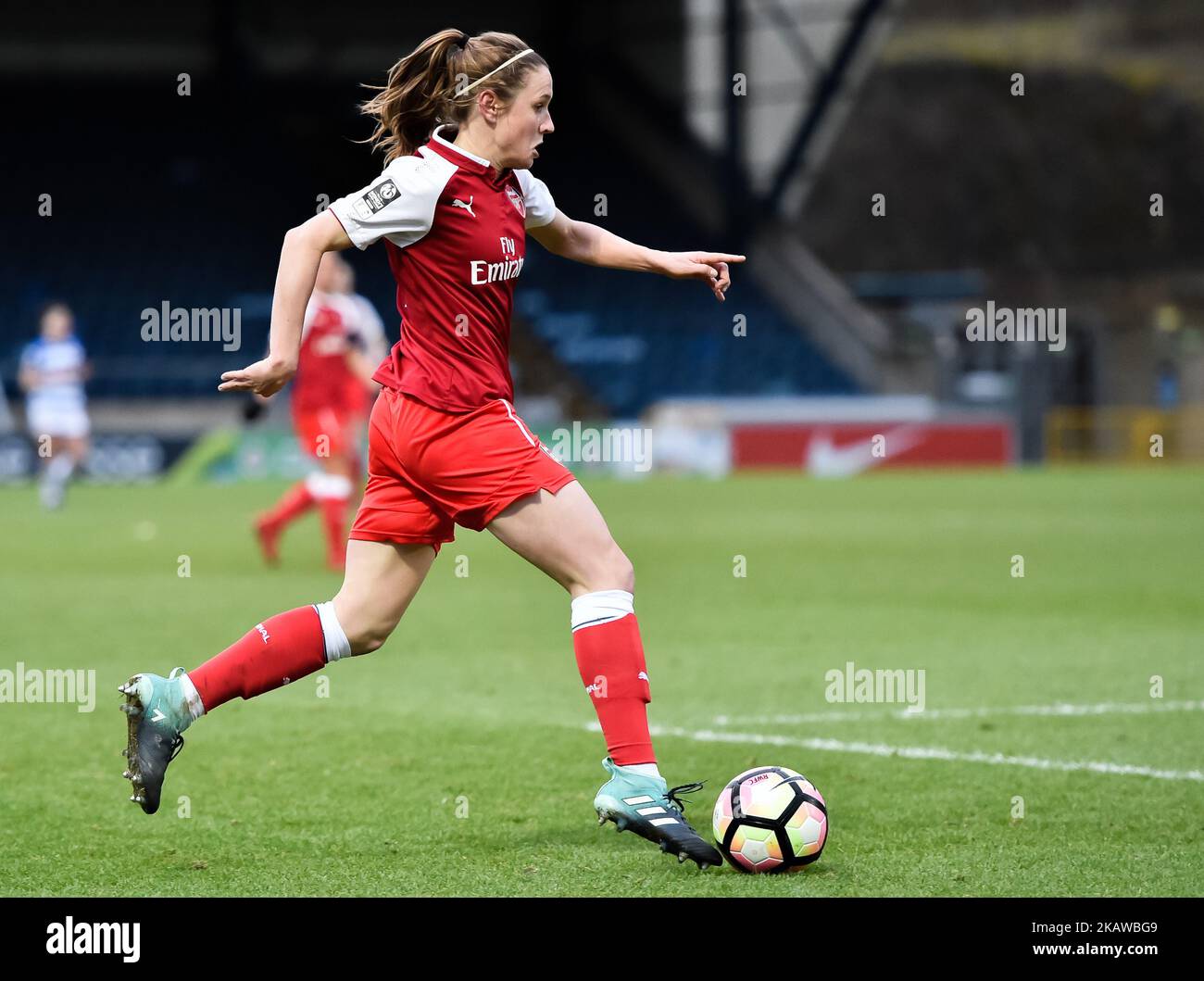 Heather o'Reilly dell'Arsenal durante la partita femminile della Super League 1 tra la lettura delle Donne contro l'Arsenale al Wycombe Wanderers FC a Londra, Regno Unito il 28 gennaio 2018.(Photo by Kieran Galvin/NurPhoto) Foto Stock