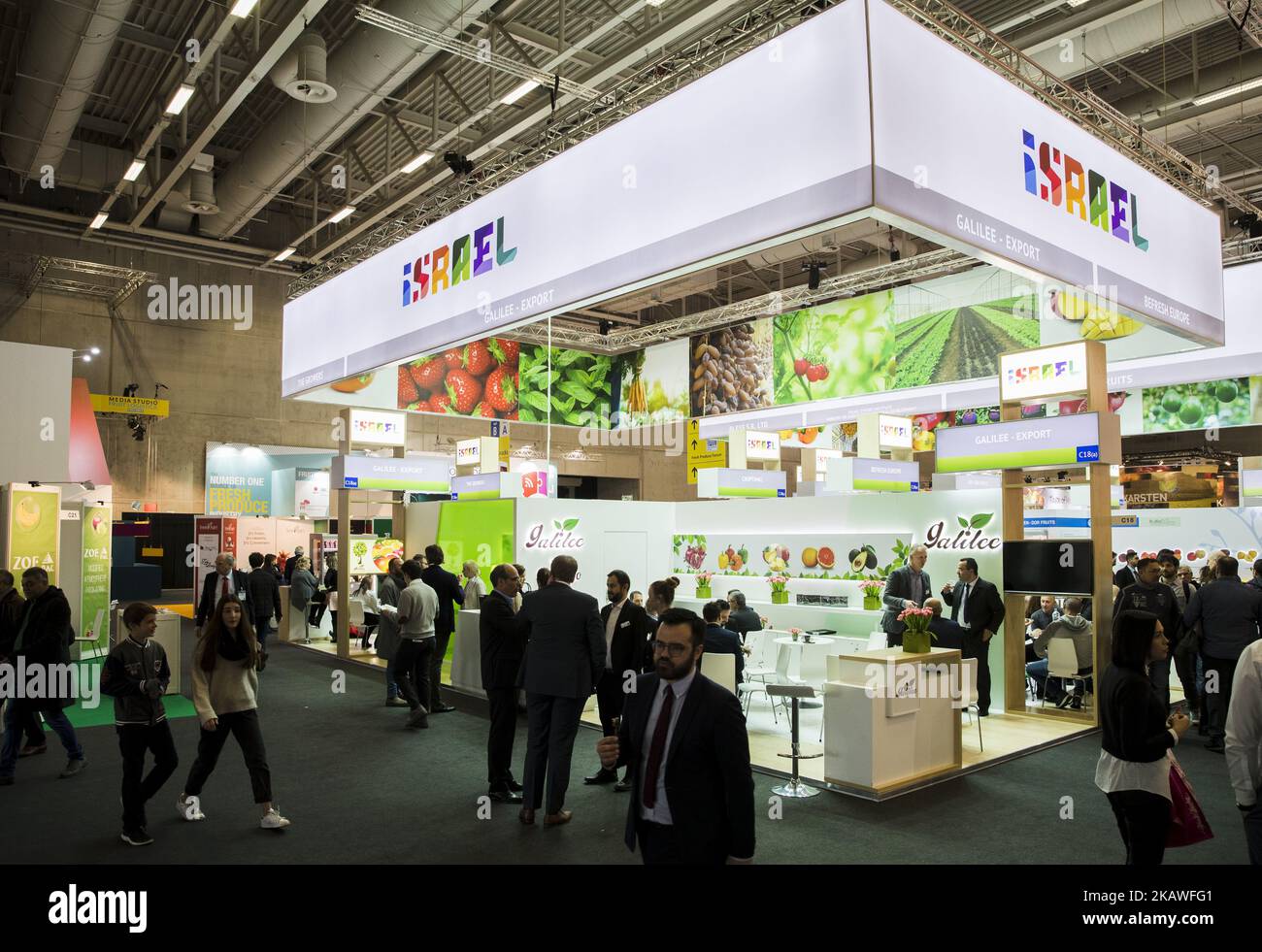 Lo stand di Israele è stato visto alla Fruit Logistica 2018, fiera internazionale della frutta e della verdura a Berlino, in Germania, il 8 febbraio 2017. La fiera si svolgerà dal 7 al 9 febbraio 2018 e sarà presente da circa 70,000 visitatori e professionisti. (Foto di Emmanuele Contini/NurPhoto) Foto Stock