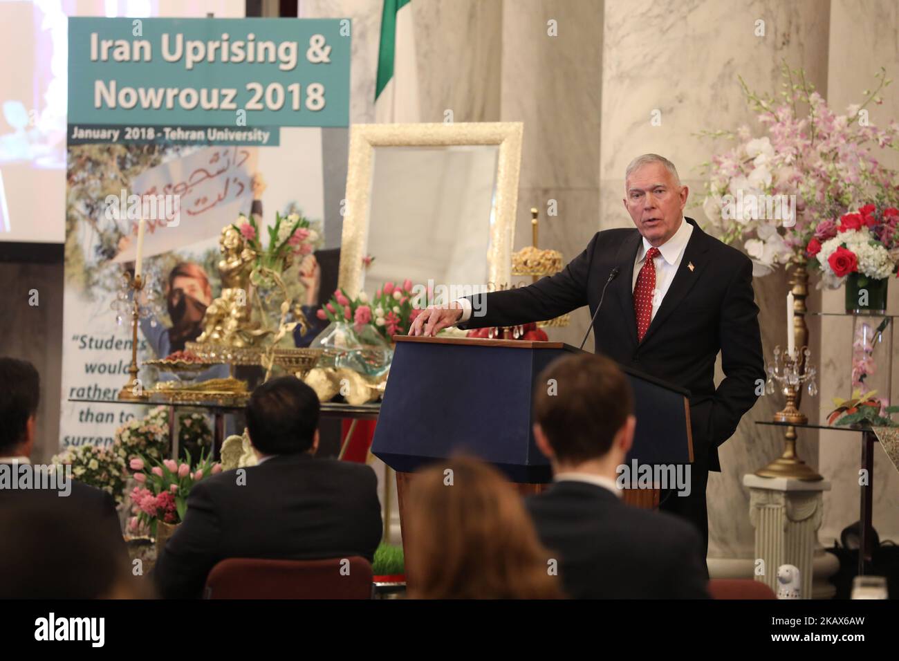 James Conway, ex Comandante del corpo dei Marines, che ha parlato in un briefing a Washington DC, nella Sala Kennedy Caucus del Senato degli Stati Uniti, intitolato Iran Uprising, Harbinger di un Iran libero il 15 marzo 2018 in occasione del nuovo anno iraniano, Nowruz. Il generale Conway chiede agli Stati Uniti e alla comunità internazionale di sostenere il popolo iraniano nella loro ricerca del cambiamento di regime e della democrazia e della libertà in Iran. (Foto di Siavosh Hosseini/NurPhoto) Foto Stock