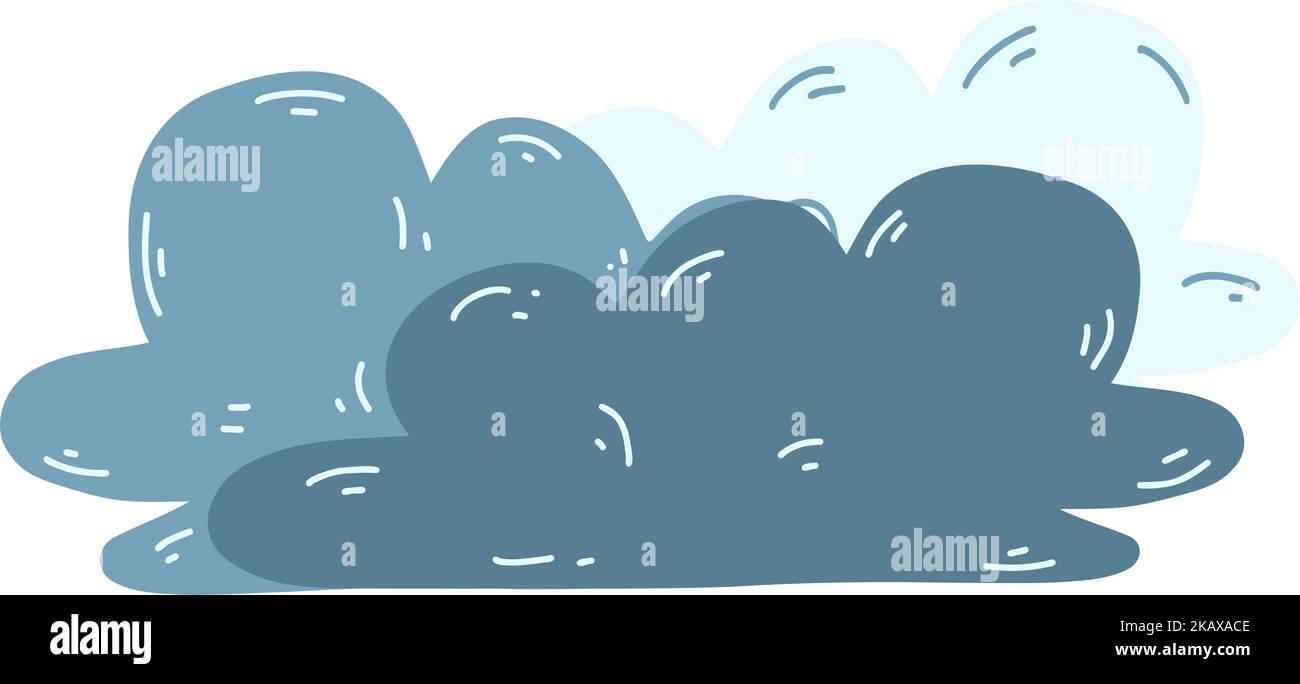 Fumetto mano disegnata nuvole icona. Illustrazione vettoriale delle previsioni meteorologiche, fenomeni naturali in stile infantile. Illustrazione Vettoriale