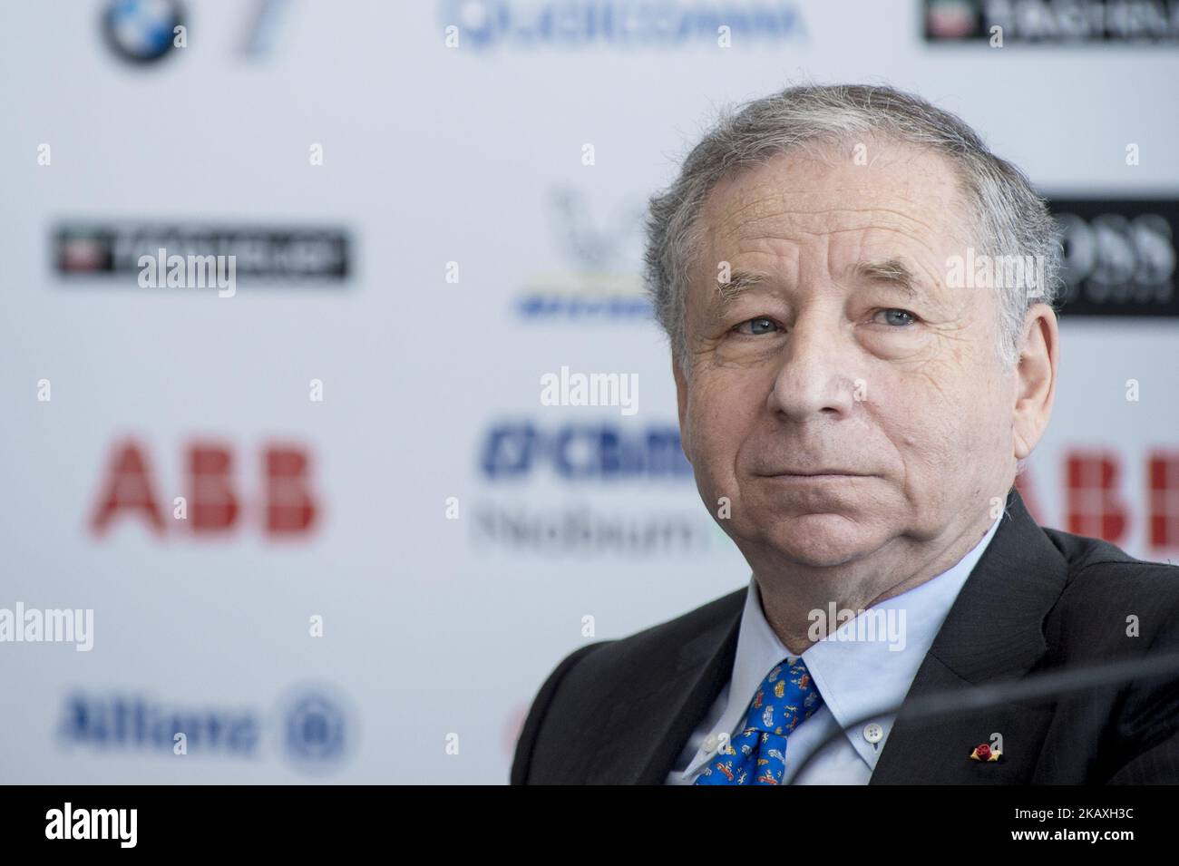 Jean Todt (fra) Presidente della FIA alla conferenza stampa durante il FIA Formula e Championship Day One Roma e-Prix 2018 al Circuto Cittadino dellEUR, Roma, Italia, il 13 aprile 2018. (Foto di Giuseppe Maffia/NurPhoto) Foto Stock