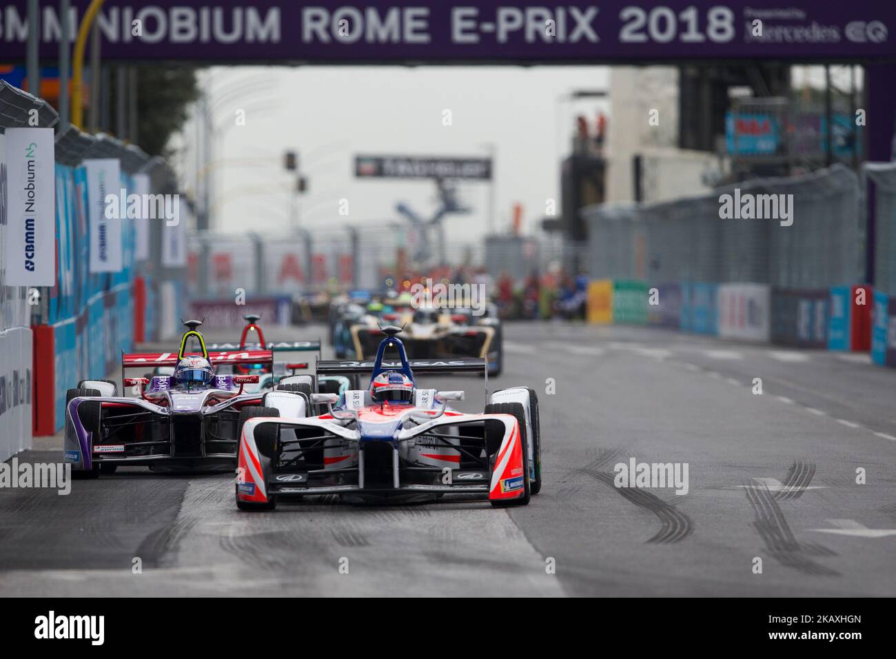 Primo giro dell'e-Prix Round 7 di Roma nell'ambito del Campionato ABB FIA di Formula e il 14 aprile 2018 a Roma. (Foto di Danilo di Giovanni/NurPhoto) Foto Stock