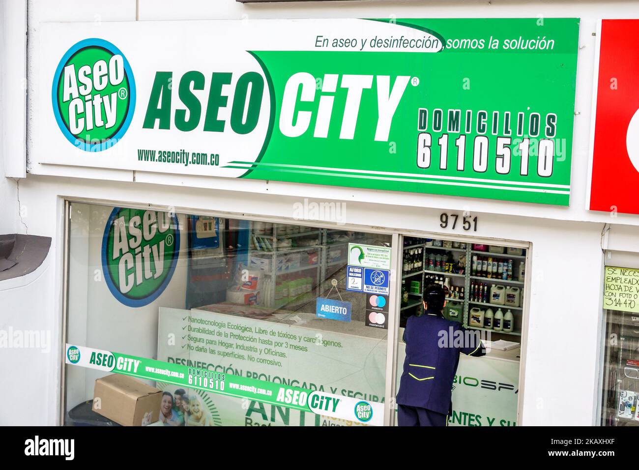 Bogota Colombia,El Chico Carrera 11,Aseo City prodotti pulizia negozi business business negozi mercato mercati vendita compravendita Foto Stock