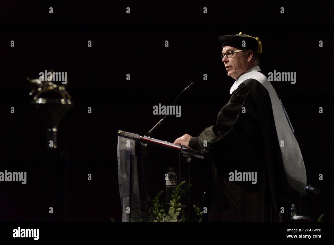 Il Principe Alberto di Monaco consegna un discorso chiave sul cambiamento climatico e la consapevolezza ambientale a seicento laureati alla cerimonia di inizio della Jefferson University, il 9 maggio 2018, a Philadelphia, PA, USA (Foto di Bastiaan Slabbers/NurPhoto) Foto Stock