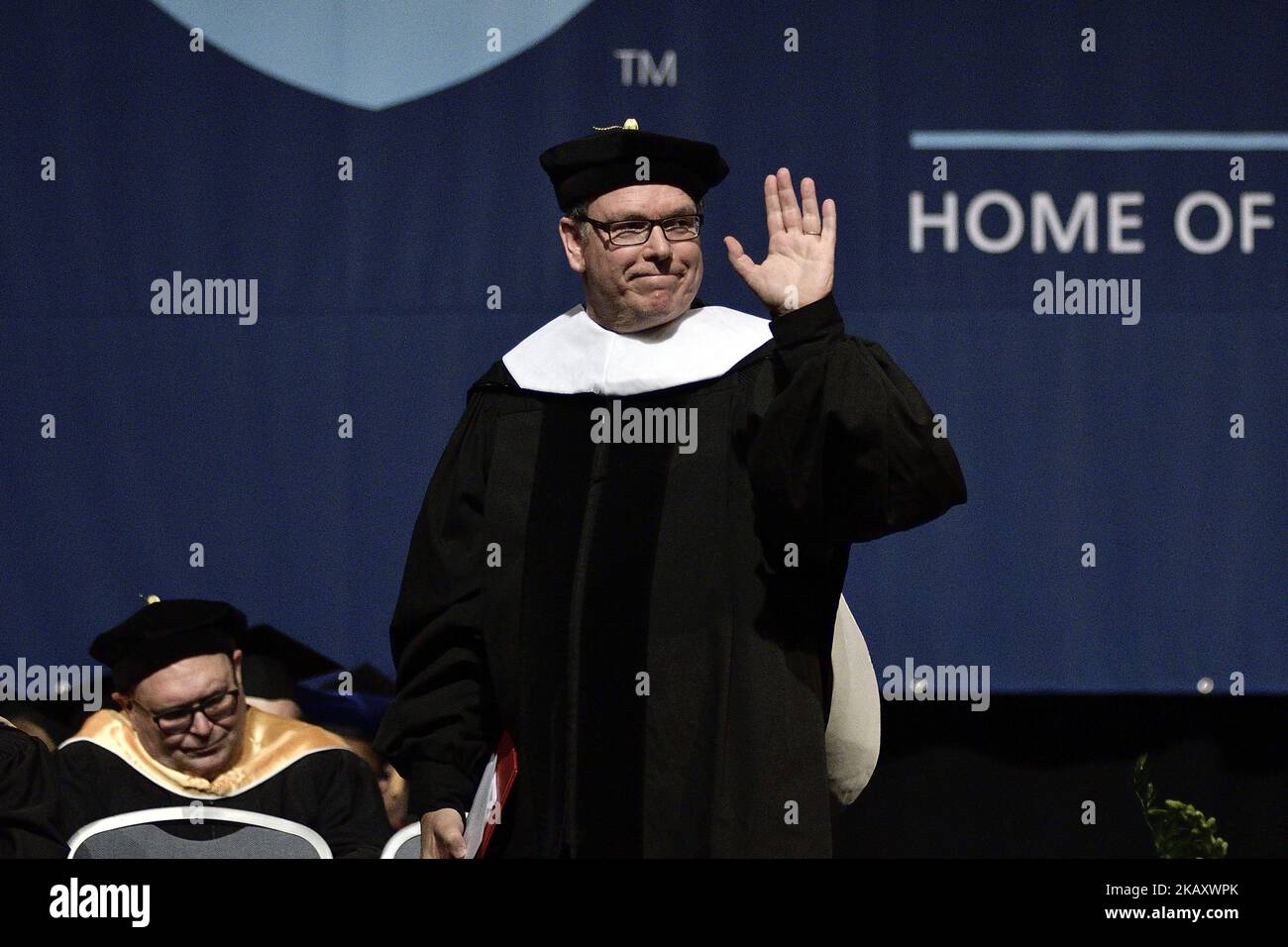 Il Principe Alberto di Monaco consegna un discorso chiave sul cambiamento climatico e la consapevolezza ambientale a seicento laureati alla cerimonia di inizio della Jefferson University, il 9 maggio 2018, a Philadelphia, PA, USA (Foto di Bastiaan Slabbers/NurPhoto) Foto Stock