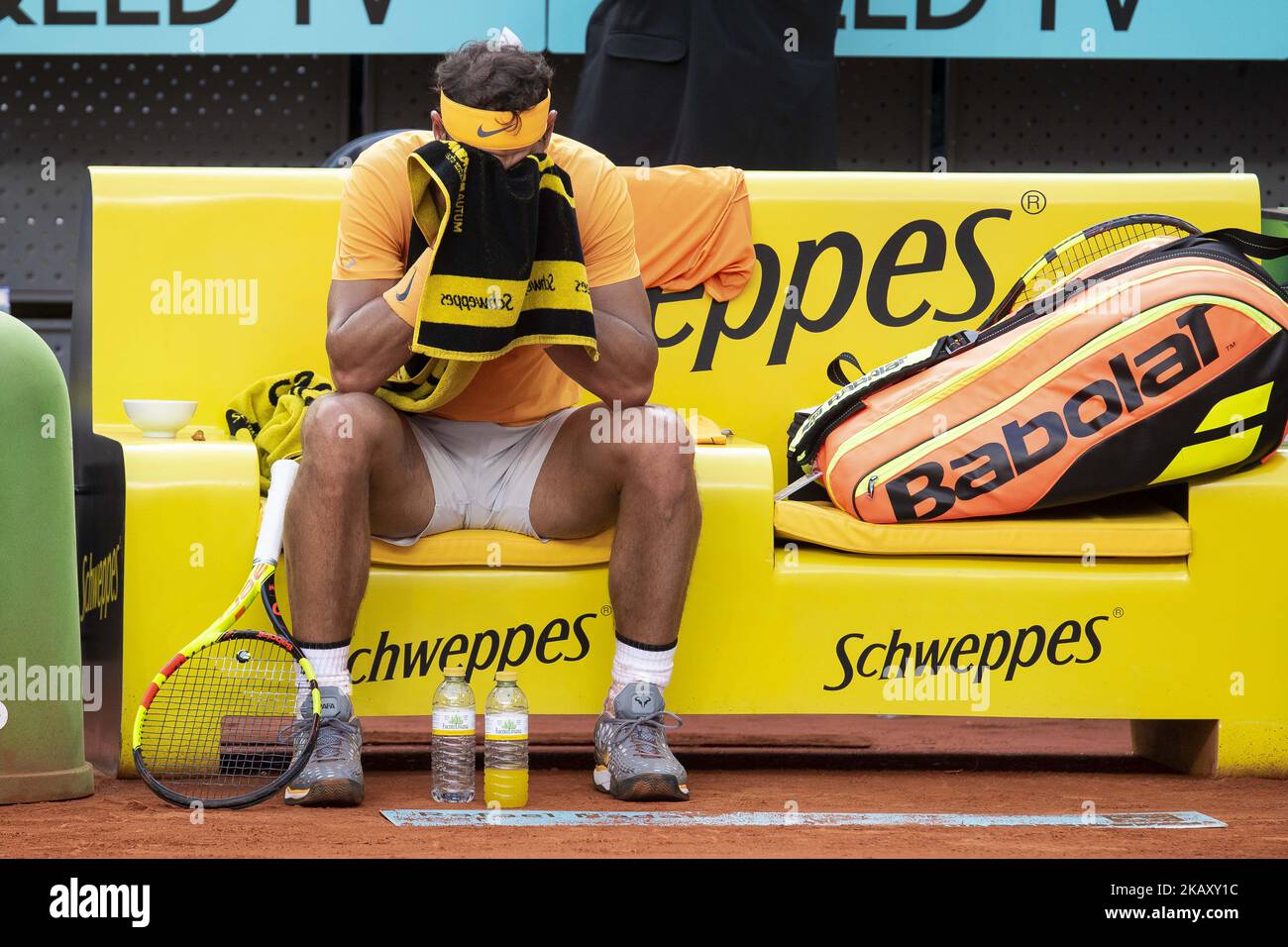 Spagnolo Rafa Nadal durante Mutua Madrid Open 2018 a Caja Magica a Madrid, Spagna. 11 maggio 2018. (Foto di COOLMedia/NurPhoto) Foto Stock