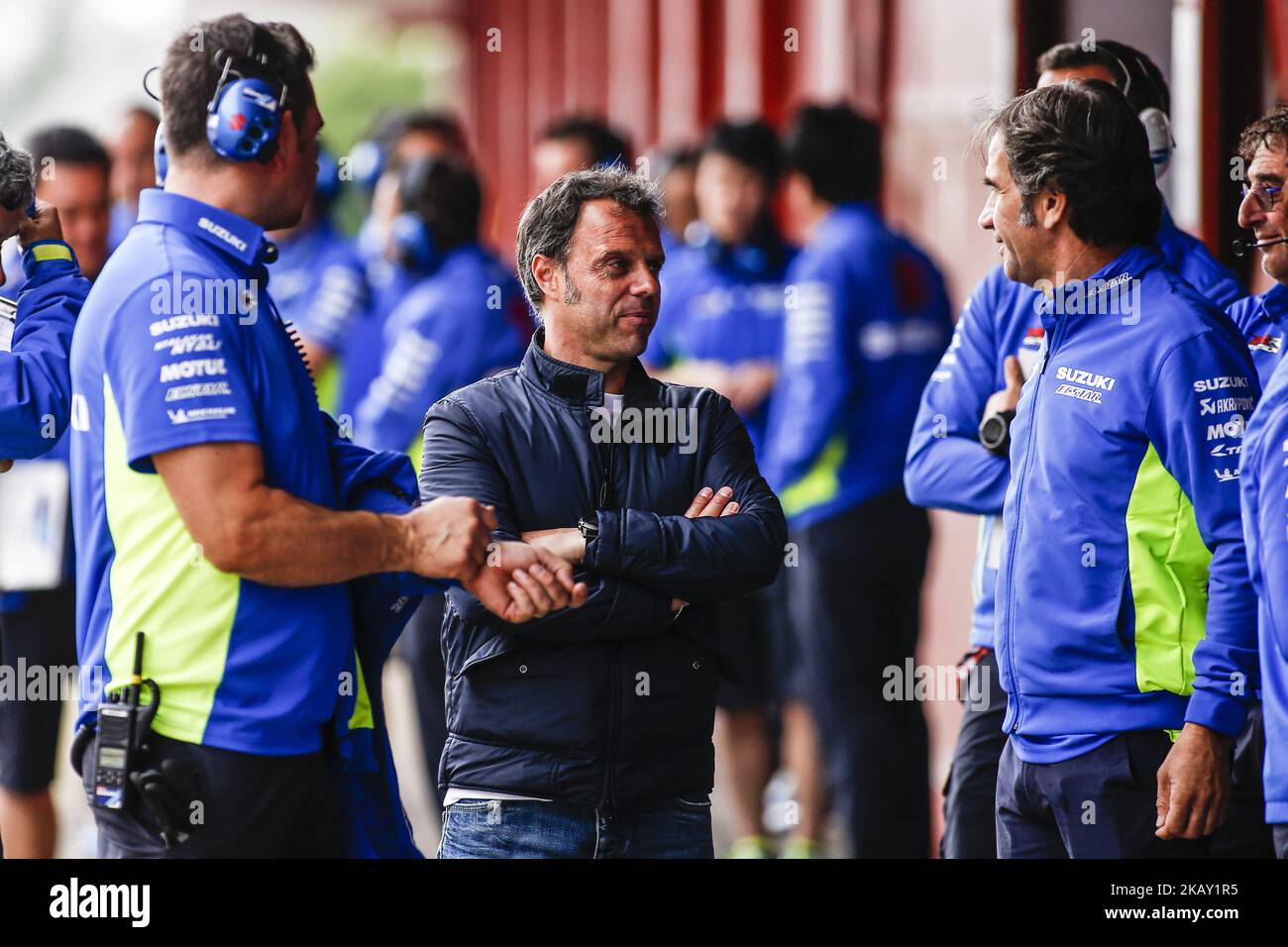 Ritratto di Loris Capirossi durante i test del Moto GP sul circuito di Barcellona - Catalunya a causa del nuovo ripavimentamento dell'asfalto e della nuova configurazione della pista il 22 maggio 2018 a Montmelo, in Spagna. (Foto di Xavier Bonilla/NurPhoto) Foto Stock