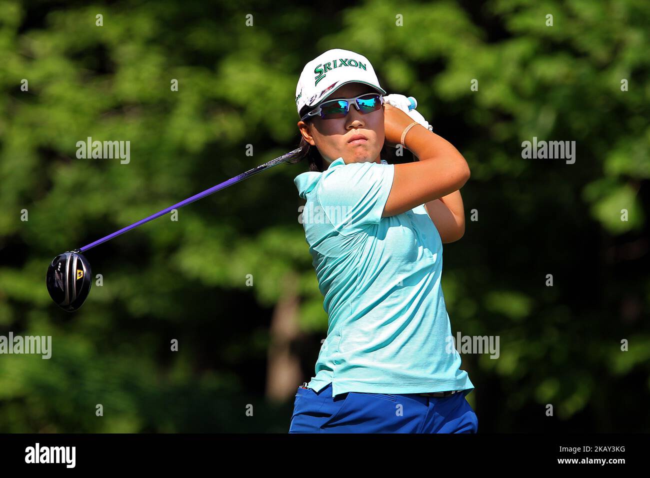 La NASA Hataoka di Ibaraki, Giappone, segue il suo colpo dal tee 5th durante il terzo round del LPGA Volvik Championship al Travis Pointe Country Club di Ann Arbor, MI, il 26 maggio 2018. (Foto di Amy Lemus/NurPhoto) Foto Stock