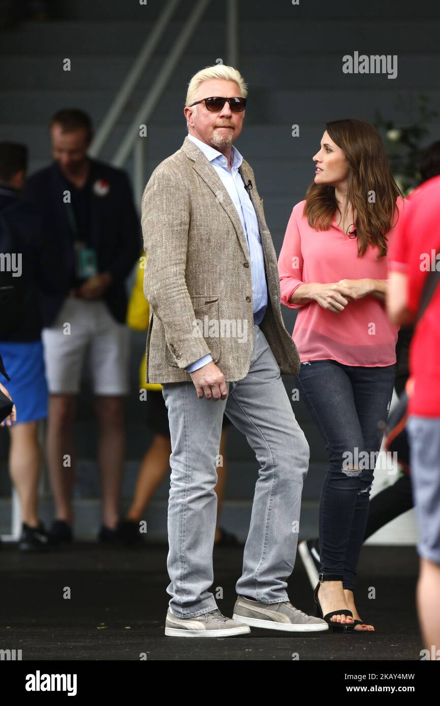 Boris Becker visto a Parigi durante il torneo di tennis Roland Garros. Boris Becker si divide dalla moglie Lilly. Il 29 maggio 2018. (Foto di Mehdi Taamallah/NurPhoto) Foto Stock
