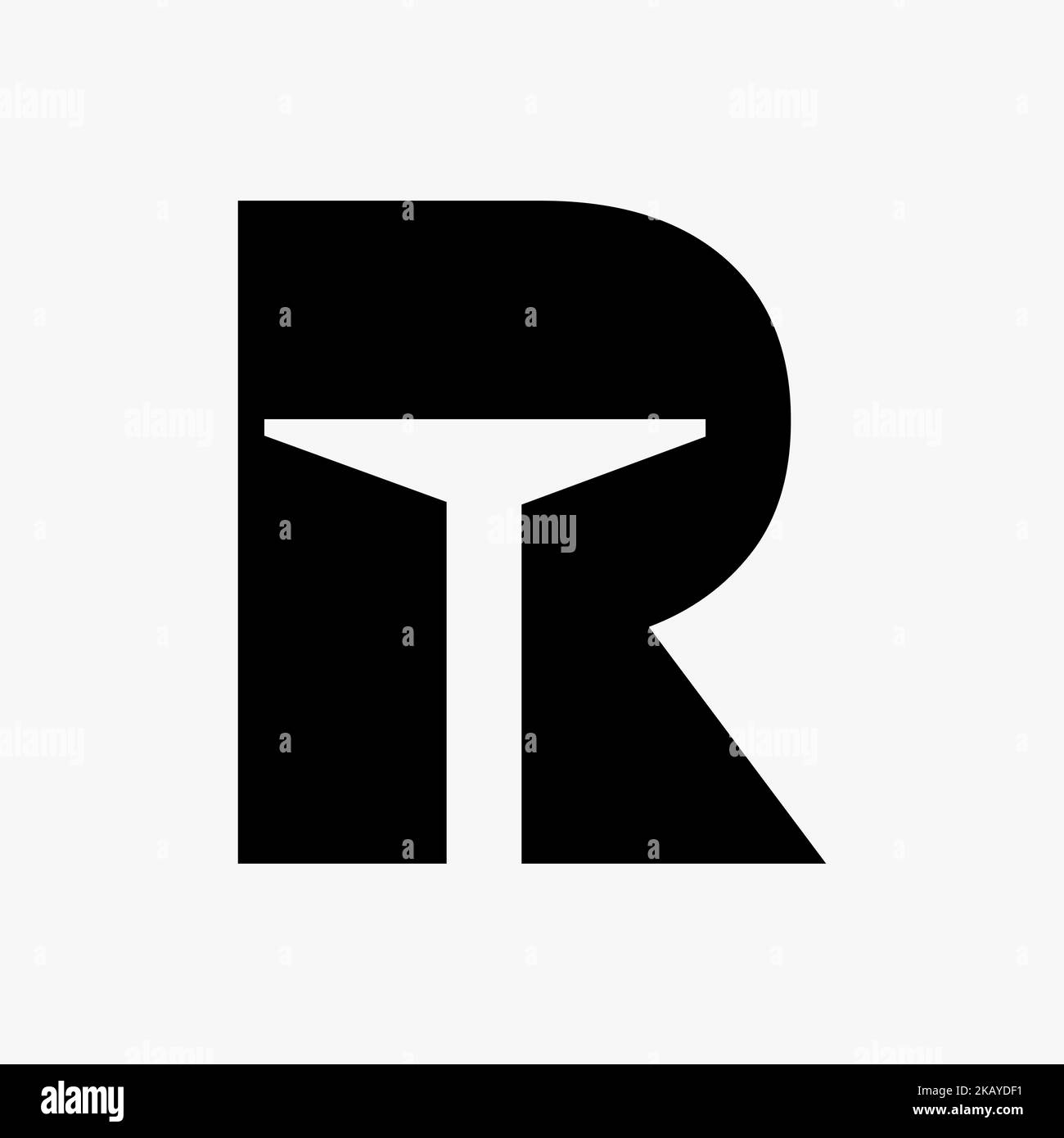 Il design del logo della porta Letter R combinato con il modello vettoriale dell'icona della porta aperta minimal Illustrazione Vettoriale