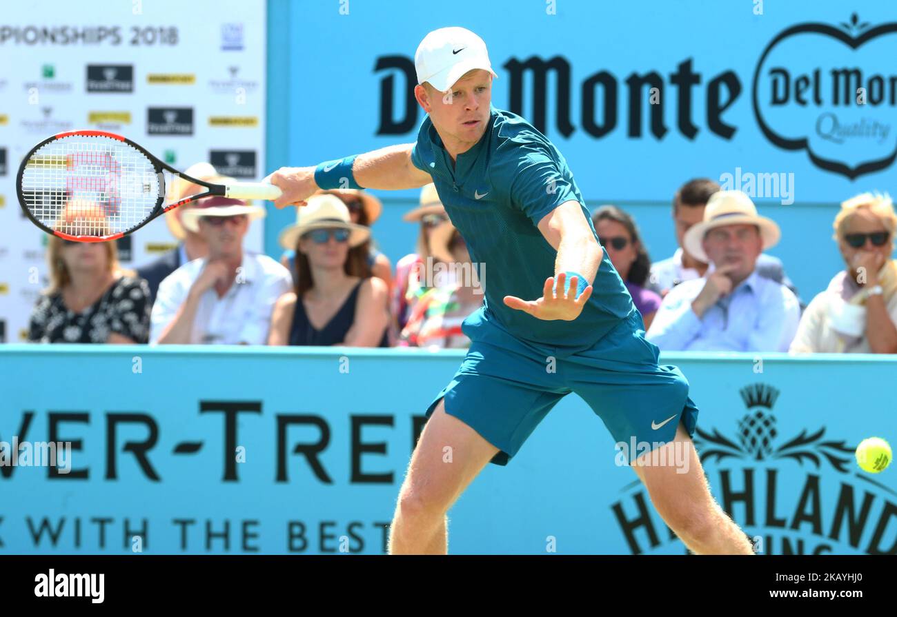 Kyle Edmund in azione durante i Fever-Tree Championships 2nd Round match tra Nick Kyrgios (AUS) contro Kyle Edmund al Queen's Club di Londra, Regno Unito il 21 giugno 2018. (Foto di Kieran Galvin/NurPhoto) Foto Stock