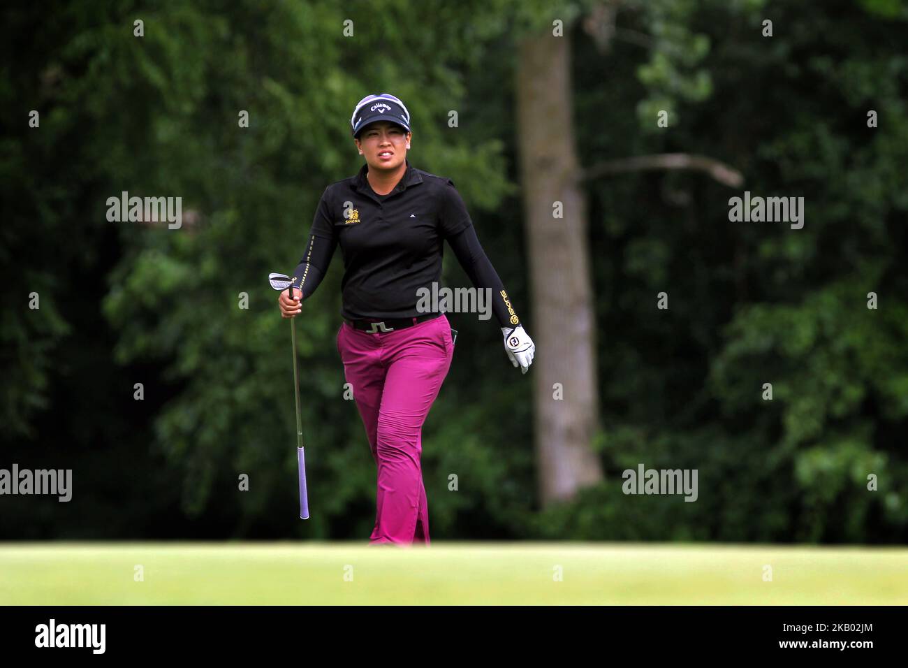 Thidapa Suwannapura of Thailand cammina sul green 18th durante il terzo round del torneo di golf Marathon LPGA Classic all'Highland Meadows Golf Club di Sylvania, Ohio USA, sabato 14 luglio 2018. (Foto di Amy Lemus/NurPhoto) Foto Stock