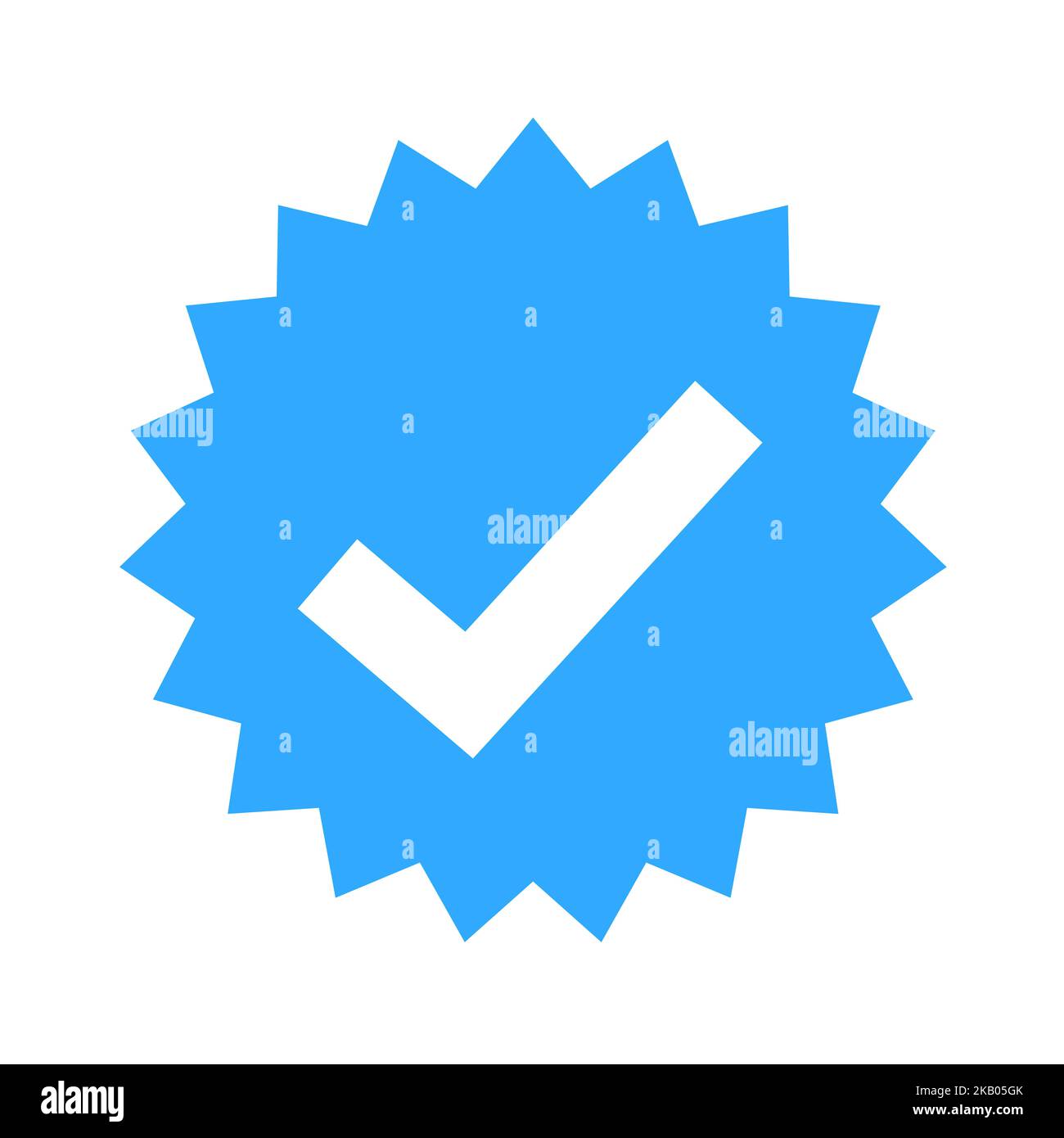 Segno di spunta blu - simbolo di certificazione e verifica sui social media e sui social network. Account e profilo ufficiali verificati e certificati. Simbolo, Foto Stock