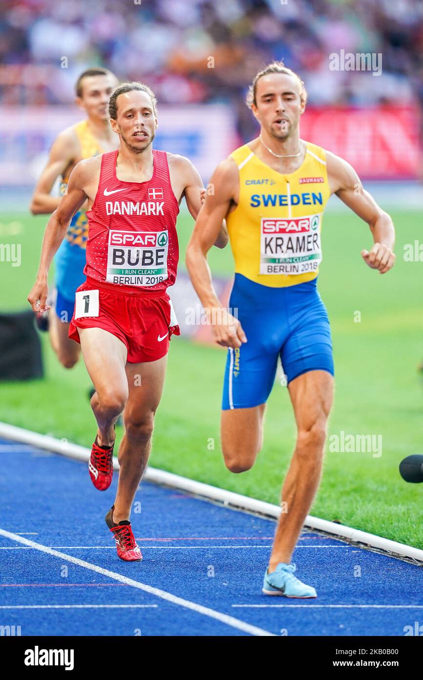 Andreas Bube di Danimarca durante la semifinale di 800 metri per gli uomini allo Stadio Olimpico di Berlino al Campionato europeo di Atletica il 10 agosto 2018. (Foto di Ulrik Pedersen/NurPhoto) Foto Stock