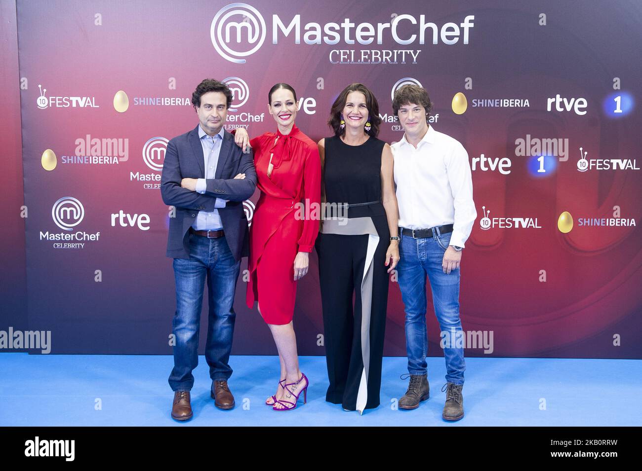 Pepe Rodriguez, Eva Gonzalez, Samantha Vallejo Najera e Jordi Cruz frequentano la presentazione del 'Maestro Chef Celebrity' durante FestVal a Vitoria, Spagna. Settembre 06, 2018. (Foto di BorjaB.Hojas/COOLMedia/NurPhoto) Foto Stock