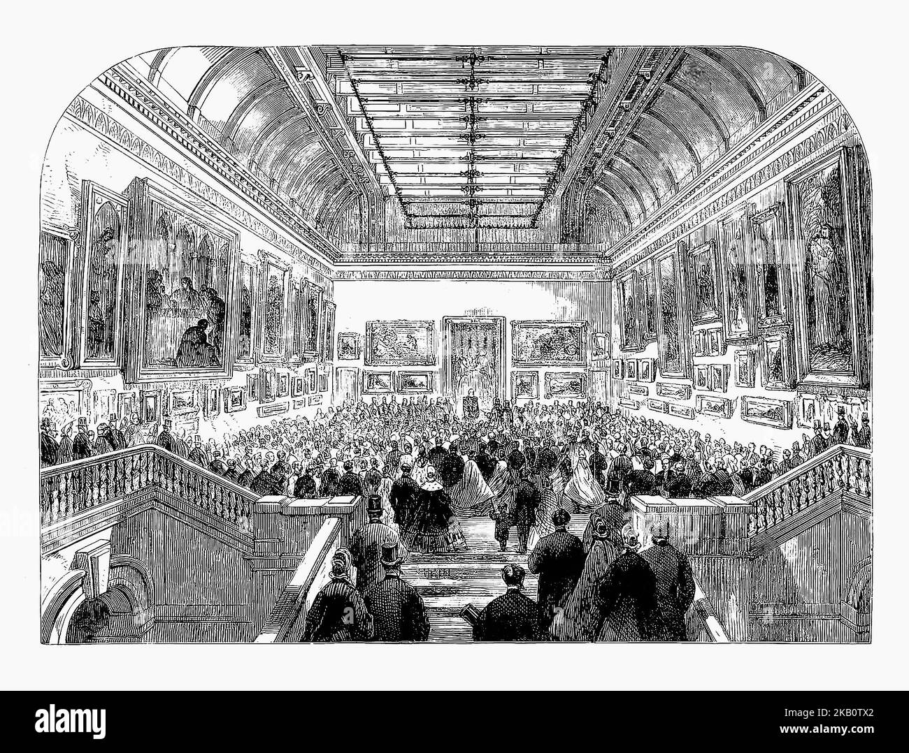 L'apertura della Galleria Nazionale d'Irlanda in Piazza Merrion, Dublino da parte del conte di Carlisle. George Frederick Howard, il settimo conte, fu il luogotenantente dell'Irlanda dal 1855 al 1858 e dal 1859 al 1864. Foto Stock
