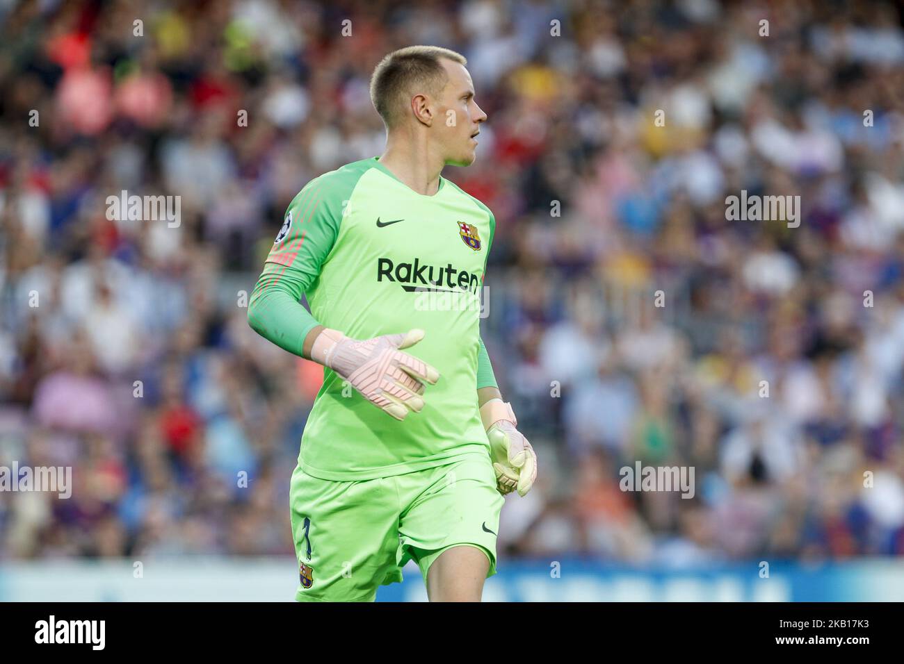 Marc-Andre ter Stegen, portiere del FC Barcelona (1) durante la partita della UEFA Champions League tra il FC Barcelona e il PSV Eindhoven allo stadio Camp Nou corrispondente al giorno 1, gruppo B il 18 settembre 2018 a Barcellona, Spagna. (Foto di Urbanandsport/NurPhoto) Foto Stock