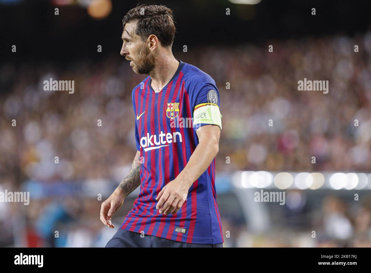 L'FC Barcelona inoltra Lionel messi (10) durante la partita della UEFA Champions League tra il FC Barcelona e il PSV Eindhoven allo stadio Camp Nou corrispondente al giorno della partita 1, gruppo B il 18 settembre 2018 a Barcellona, Spagna. (Foto di Urbanandsport/NurPhoto) Foto Stock