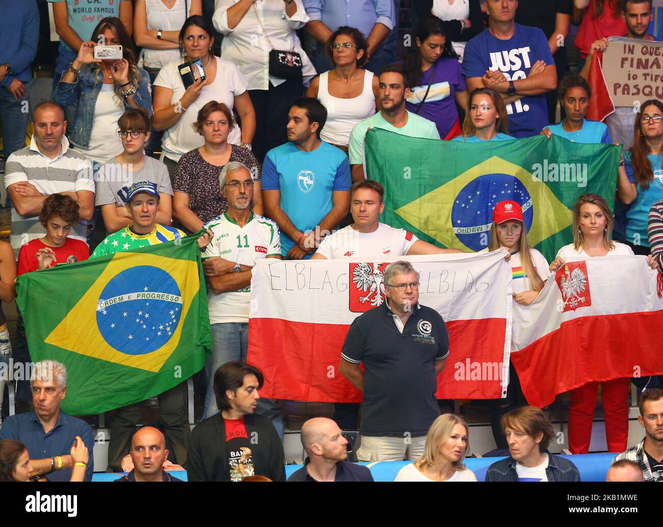 Polonia / Brasile - FIVP Campionato del mondo uomini Final Poland e Brazil tifosi a pala Alpitour a Torino il 30 settembre 2018 (Foto di Matteo Ciambelli/NurPhoto) Foto Stock