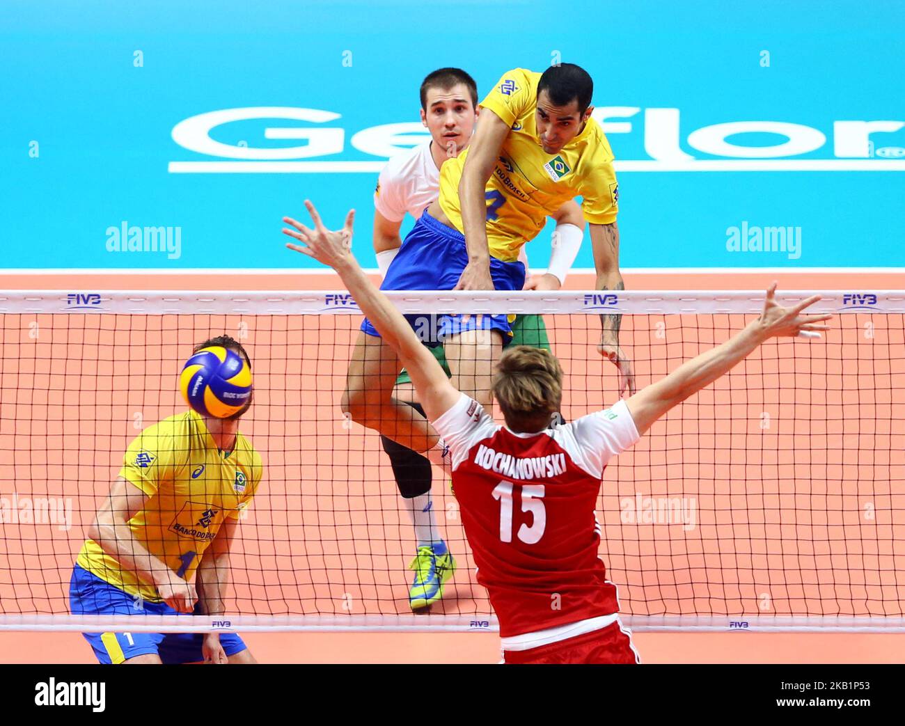 Polonia / Brasile - FIVP Campionato del mondo maschile finale Douglas Souza del Brasile a pala Alpitour a Torino il 30 settembre 2018 (Foto di Matteo Ciambelli/NurPhoto) Foto Stock