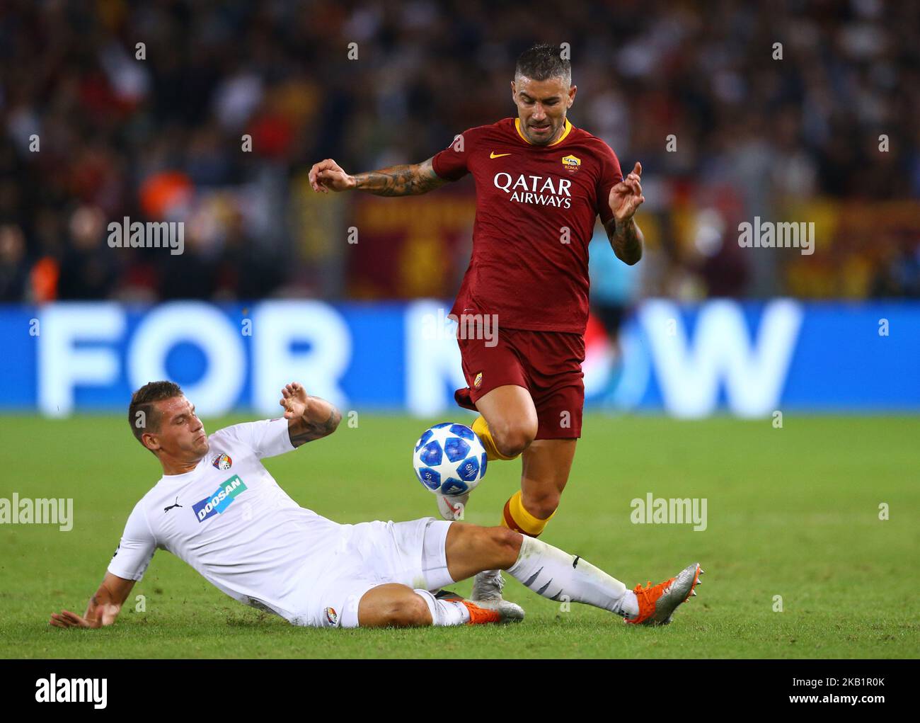 AS Roma / Viktoria Plzen : UEFA Champions League Group G Aleksandar Kolarov di Roma allo Stadio Olimpico di Roma il 2 ottobre 2018. (Foto di Matteo Ciambelli/NurPhoto) Foto Stock