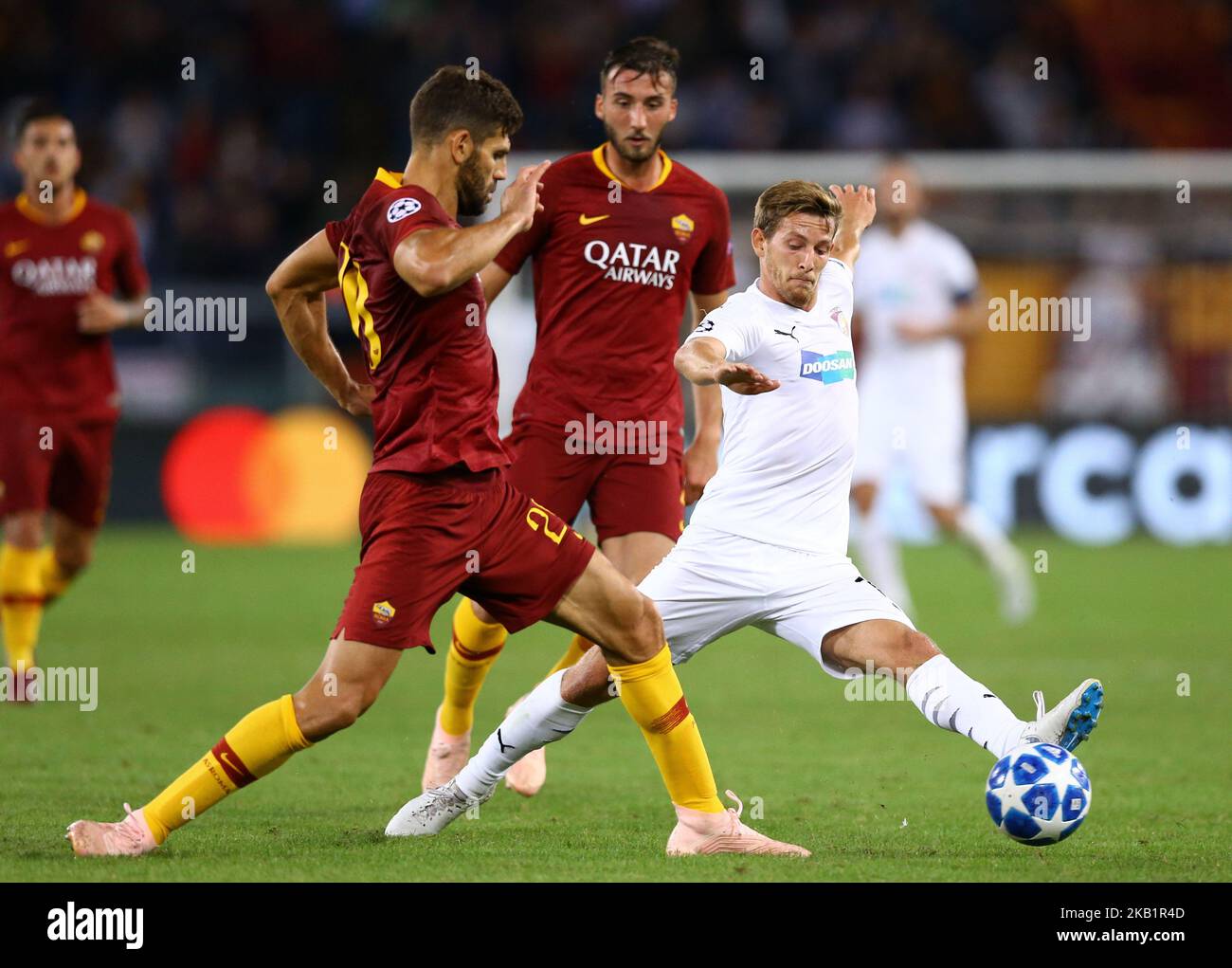 AS Roma / Viktoria Plzen : UEFA Champions League Group G Patrik Hrosovsky di Viktoria Plzen allo Stadio Olimpico di Roma, Italia, il 2 ottobre 2018. (Foto di Matteo Ciambelli/NurPhoto) Foto Stock