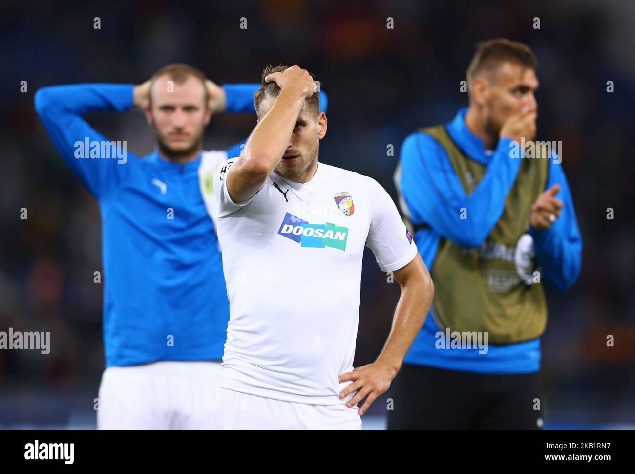 AS Roma / Viktoria Plzen : UEFA Champions League Group G deiezione dei giocatori Viktoria Plzen allo stadio Olimpico di Roma, Italia, il 2 ottobre 2018. (Foto di Matteo Ciambelli/NurPhoto) Foto Stock
