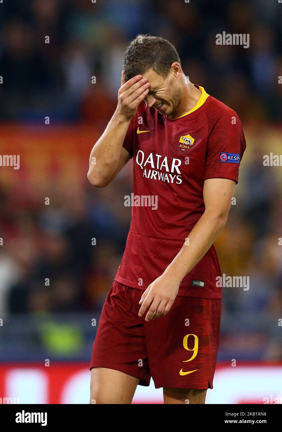 AS Roma / Viktoria Plzen : UEFA Champions League Group G Edin Dzeko di Roma allo Stadio Olimpico di Roma il 2 ottobre 2018. (Foto di Matteo Ciambelli/NurPhoto) Foto Stock