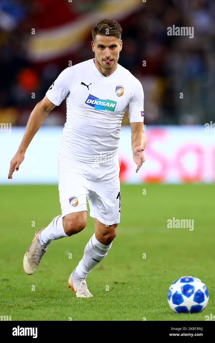 AS Roma / Viktoria Plzen : UEFA Champions League Group G Jan Kovarik di Viktoria Plzen allo Stadio Olimpico di Roma, Italia, il 2 ottobre 2018. (Foto di Matteo Ciambelli/NurPhoto) Foto Stock