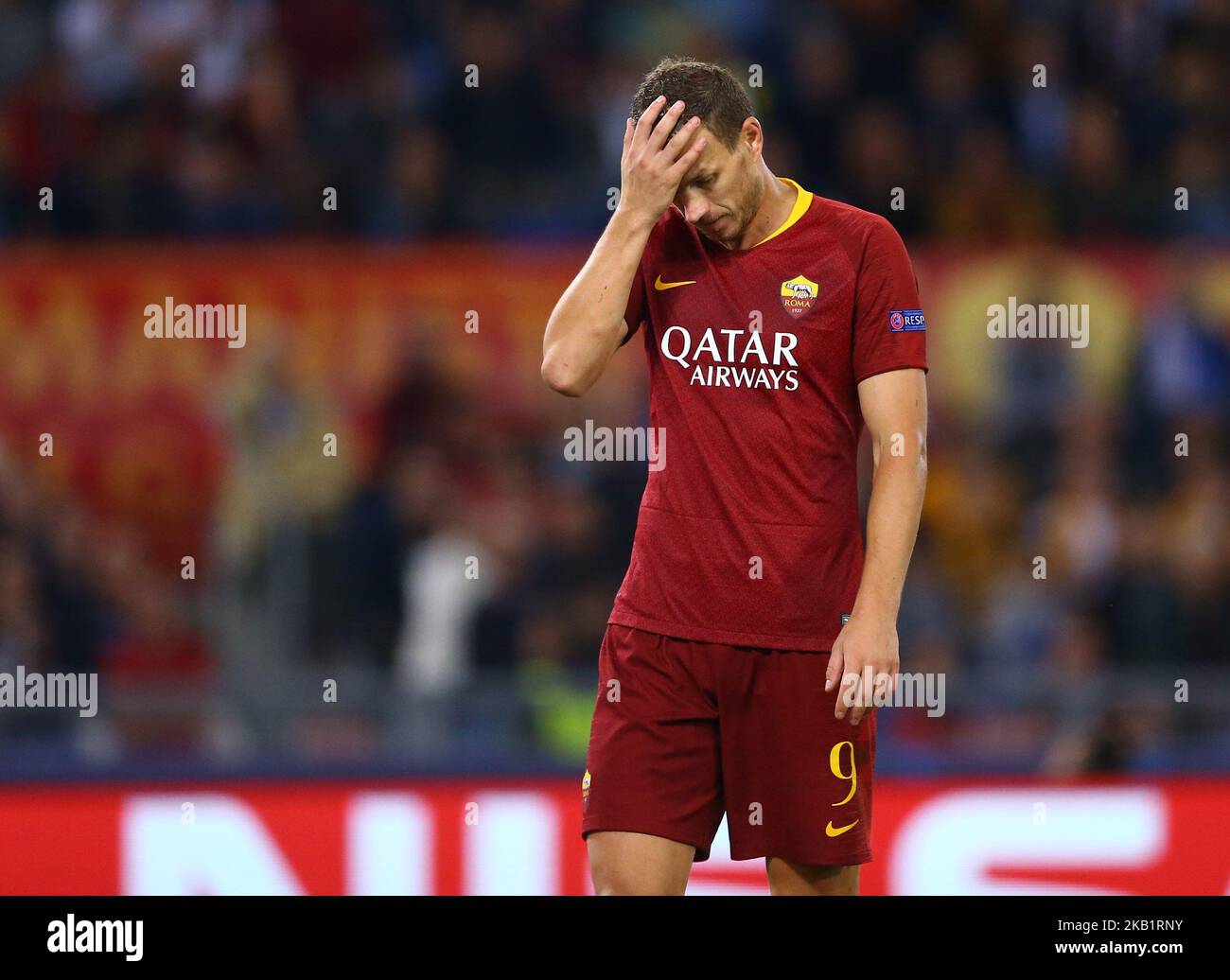 AS Roma / Viktoria Plzen : UEFA Champions League Group G Edin Dzeko di Roma allo Stadio Olimpico di Roma il 2 ottobre 2018. (Foto di Matteo Ciambelli/NurPhoto) Foto Stock