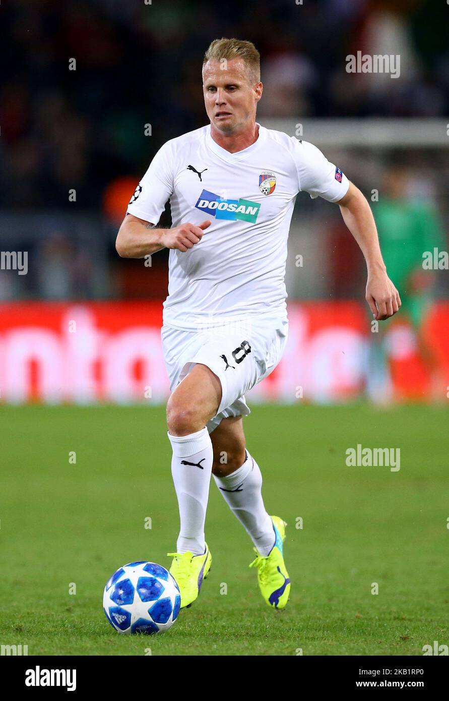 AS Roma / Viktoria Plzen : UEFA Champions League Group G David Limbersky di Viktoria Plzen allo Stadio Olimpico di Roma, Italia, il 2 ottobre 2018. (Foto di Matteo Ciambelli/NurPhoto) Foto Stock