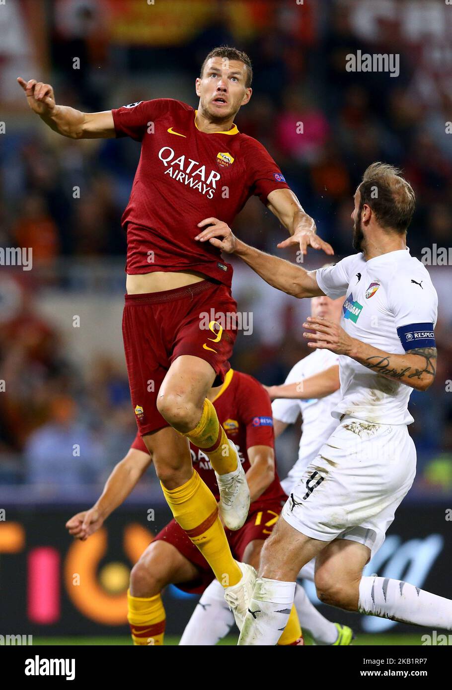 AS Roma / Viktoria Plzen : UEFA Champions League Group G Edin Dzeko di Roma allo Stadio Olimpico di Roma il 2 ottobre 2018. (Foto di Matteo Ciambelli/NurPhoto) Foto Stock