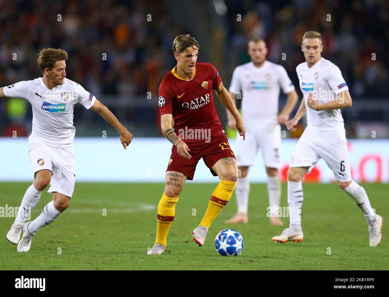 AS Roma / Viktoria Plzen : UEFA Champions League Group G Niccolo Zaniolo di Roma allo Stadio Olimpico di Roma il 2 ottobre 2018. (Foto di Matteo Ciambelli/NurPhoto) Foto Stock