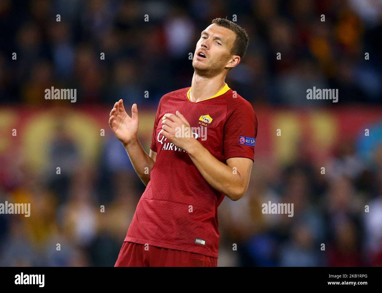 AS Roma / Viktoria Plzen : UEFA Champions League Group G Edin Dzeko di Roma allo Stadio Olimpico di Roma il 2 ottobre 2018. (Foto di Matteo Ciambelli/NurPhoto) Foto Stock