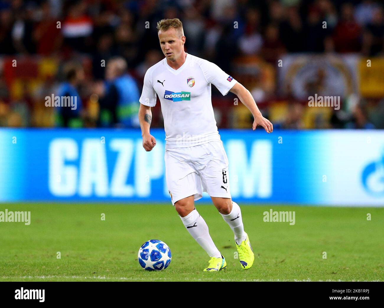 AS Roma / Viktoria Plzen : UEFA Champions League Group G David Limbersky di Viktoria Plzen allo Stadio Olimpico di Roma, Italia, il 2 ottobre 2018. (Foto di Matteo Ciambelli/NurPhoto) Foto Stock