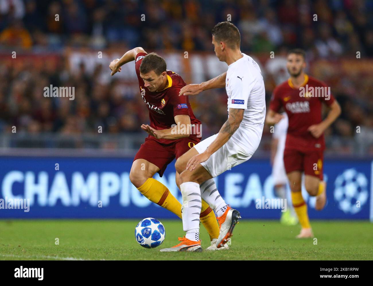 AS Roma / Viktoria Plzen : UEFA Champions League Group G Edin Dzeko di Roma allo Stadio Olimpico di Roma il 2 ottobre 2018. (Foto di Matteo Ciambelli/NurPhoto) Foto Stock