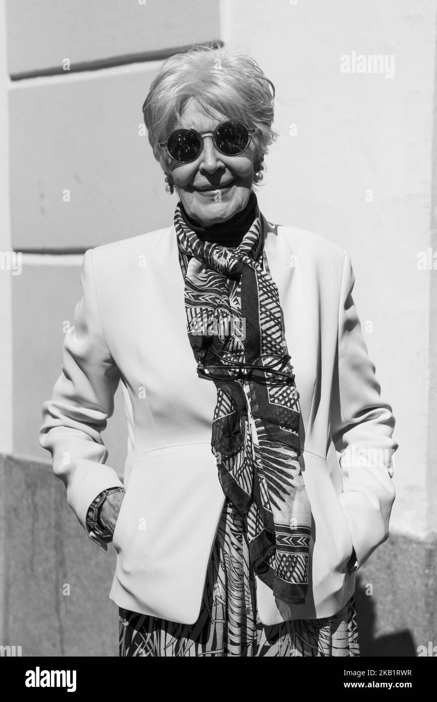 L'attrice Concha Velasco presenta a El Funeral nel teatro latino di Madrid il 3 ottobre 2018 a Madrid (Foto di Oscar Gonzalez/NurPhoto) Foto Stock