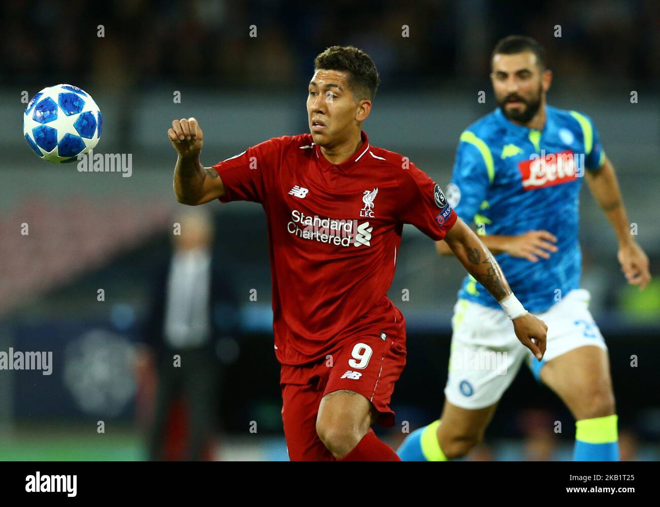 SSC Napoli / FC Liverpool - UEFA Champions League Gruppo C Roberto Firmino di Liverpool allo stadio San Paolo di Napoli il 3 ottobre 2018. (Foto di Matteo Ciambelli/NurPhoto) Foto Stock