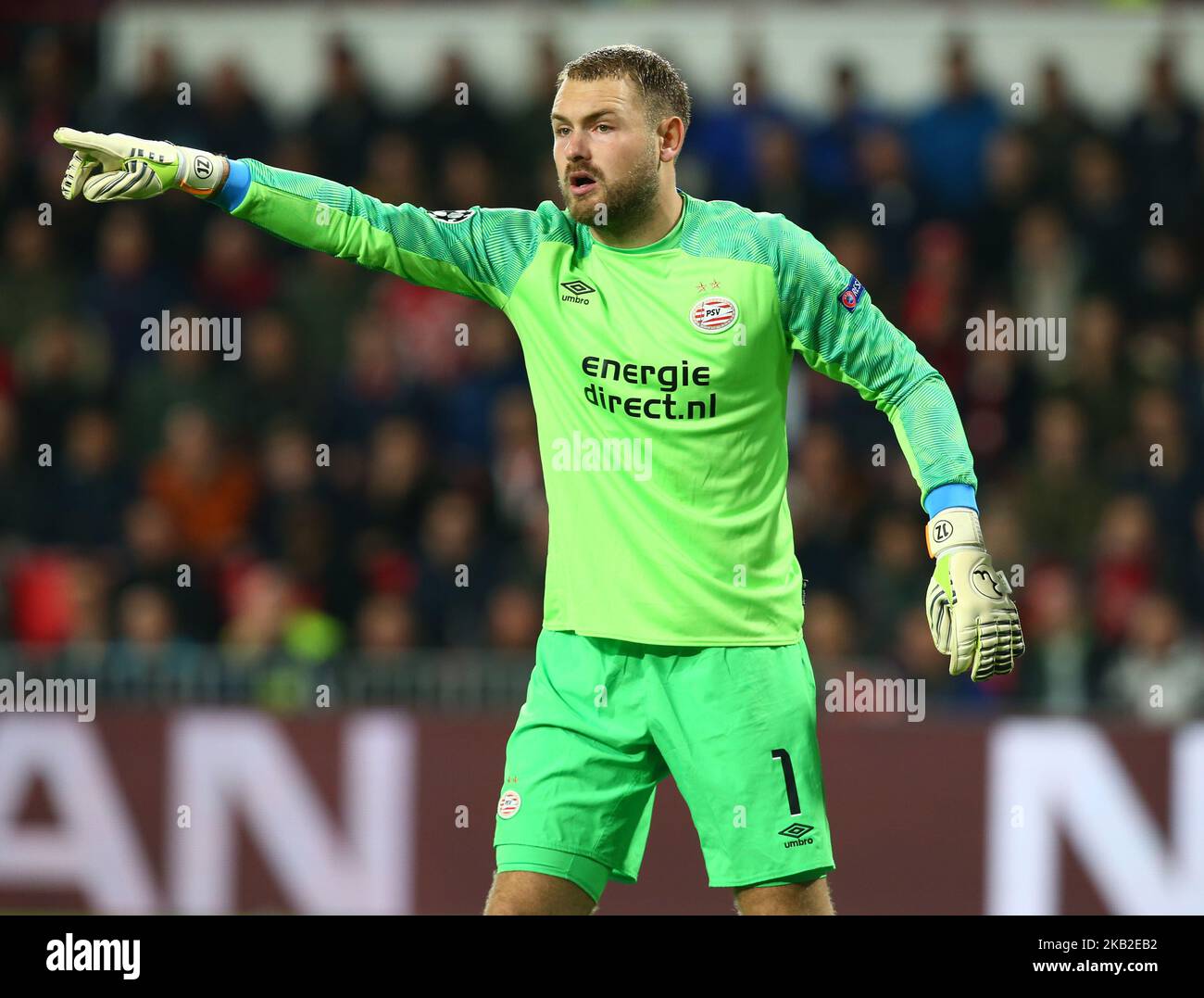 Eindhoven, Paesi Bassi. Ottobre 24. 2018 Jeroen Zoet del PSV Eindhoven durante la partita di UEFA Champion League Group B tra PSV Eindhoven e Tottenham Hotspur allo stadio Phillips di Eindhoven, Paesi Bassi, il 24 ottobre 2018. (Foto di Action Foto Sport/NurPhoto) Foto Stock