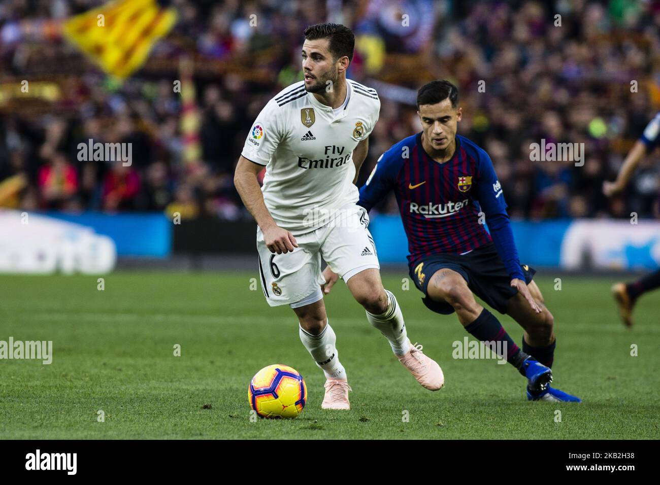 06 Nacho Fernndez del Real Madrid durante il campionato spagnolo la Liga partita di calcio 'El Classico' tra FC Barcellona e Real Sociedad il 28 ottobre 2018 allo stadio Camp Nou di Barcellona, Spagna. (Foto di Xavier Bonilla/NurPhoto) Foto Stock