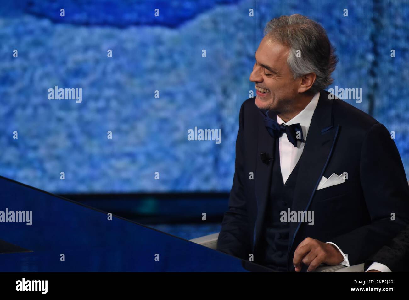 Il grande cantante italiano Andrea Bocelli e suo figlio Matteo Bocelli ospiti dell'episodio del programma televisivo 'che tempo che fa' su Rai uno (Foto di Andrea Diodato/NurPhoto) Foto Stock